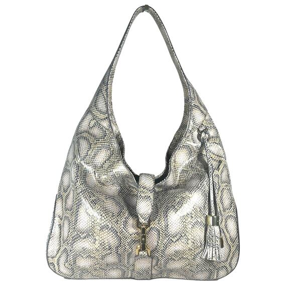 G.I.L.I. Verona hobo in snakeskin embossed print with gold hardware NWOT - Picture 1 of 10